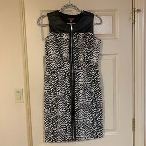 NWT Vince Camuto Black/White Print Sleeveless Fitted Dress sz 6